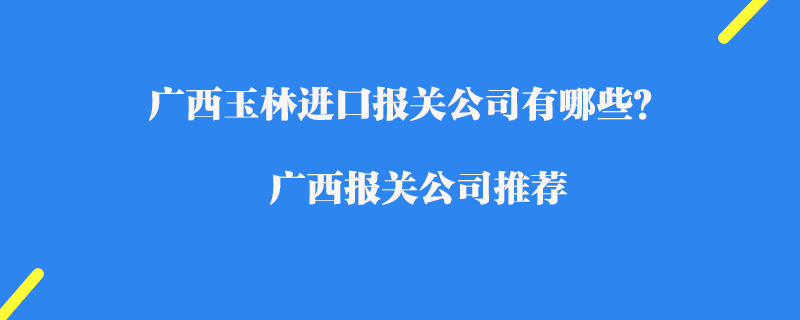 广西玉林进口报关公司有哪些？广西报关公司推荐