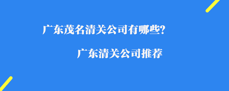 廣東茂名清關公司有哪些？廣東清關公司推薦